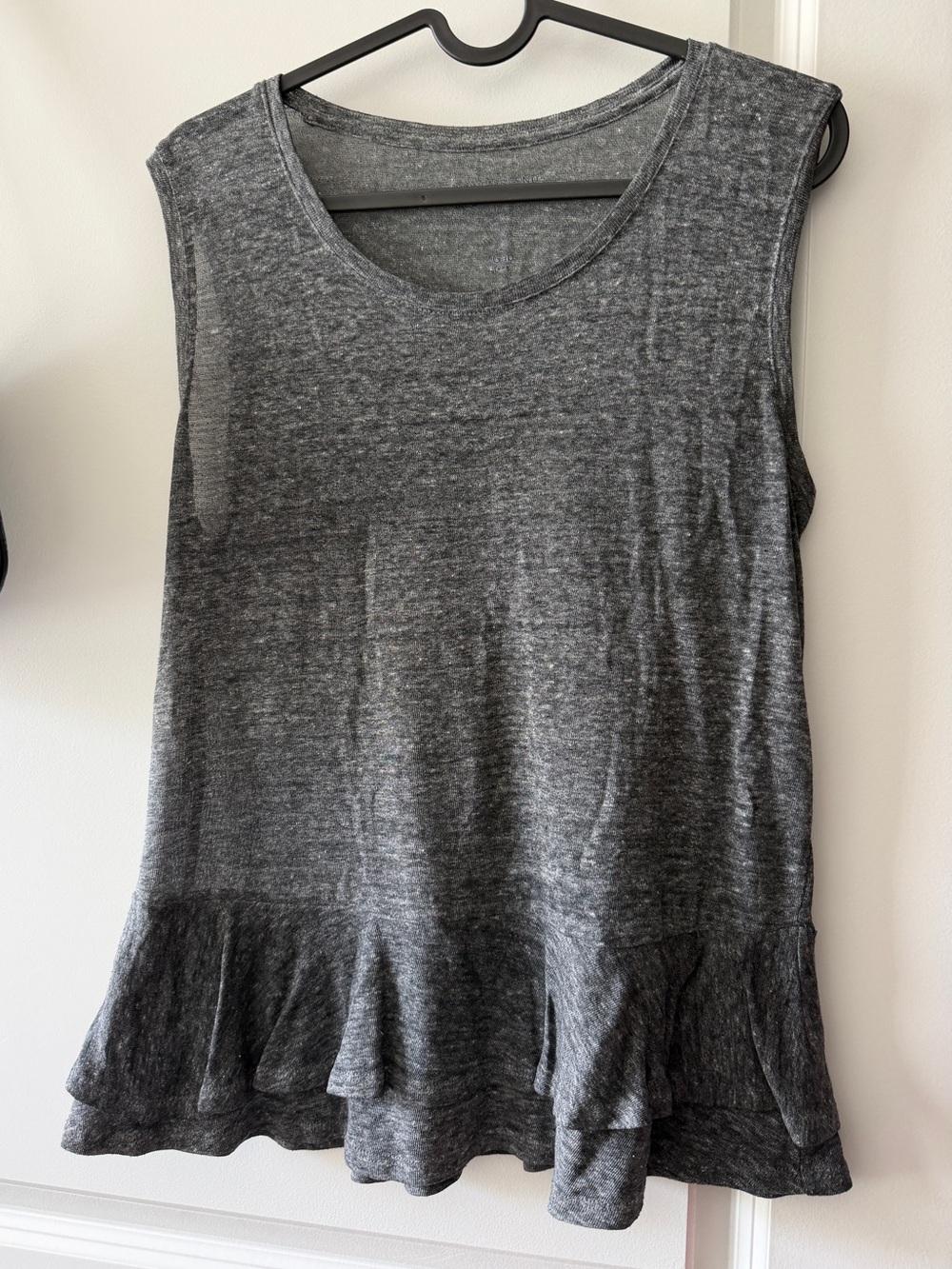 GAP Charcoal Gray Sleeveless Ruffle-Hem Tank